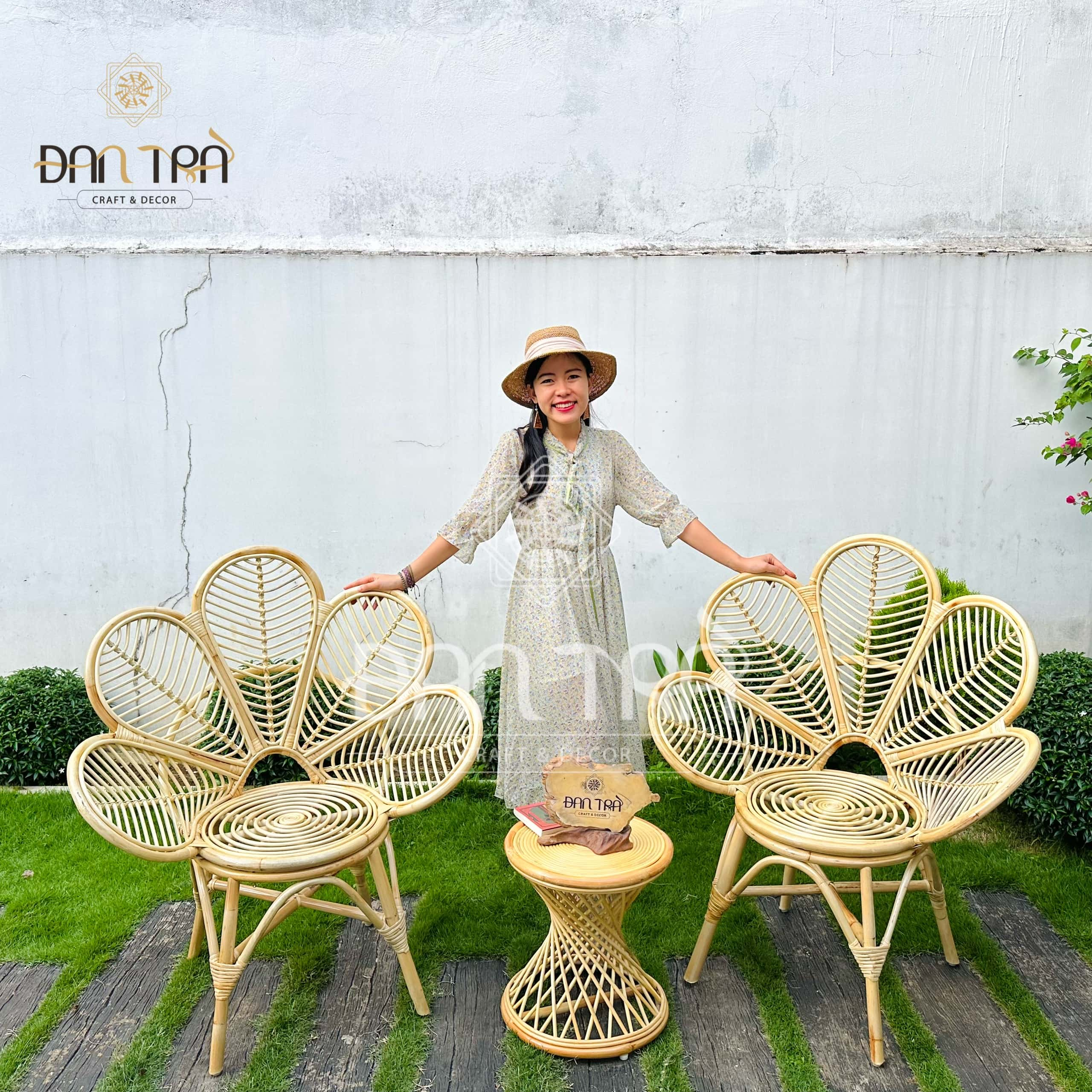 Ghế Mây Cánh Hoa, Ghế Mây Decor Phòng, Ghế 5 cánh, Nội Thất Mây Tre ĐAN TRÀ