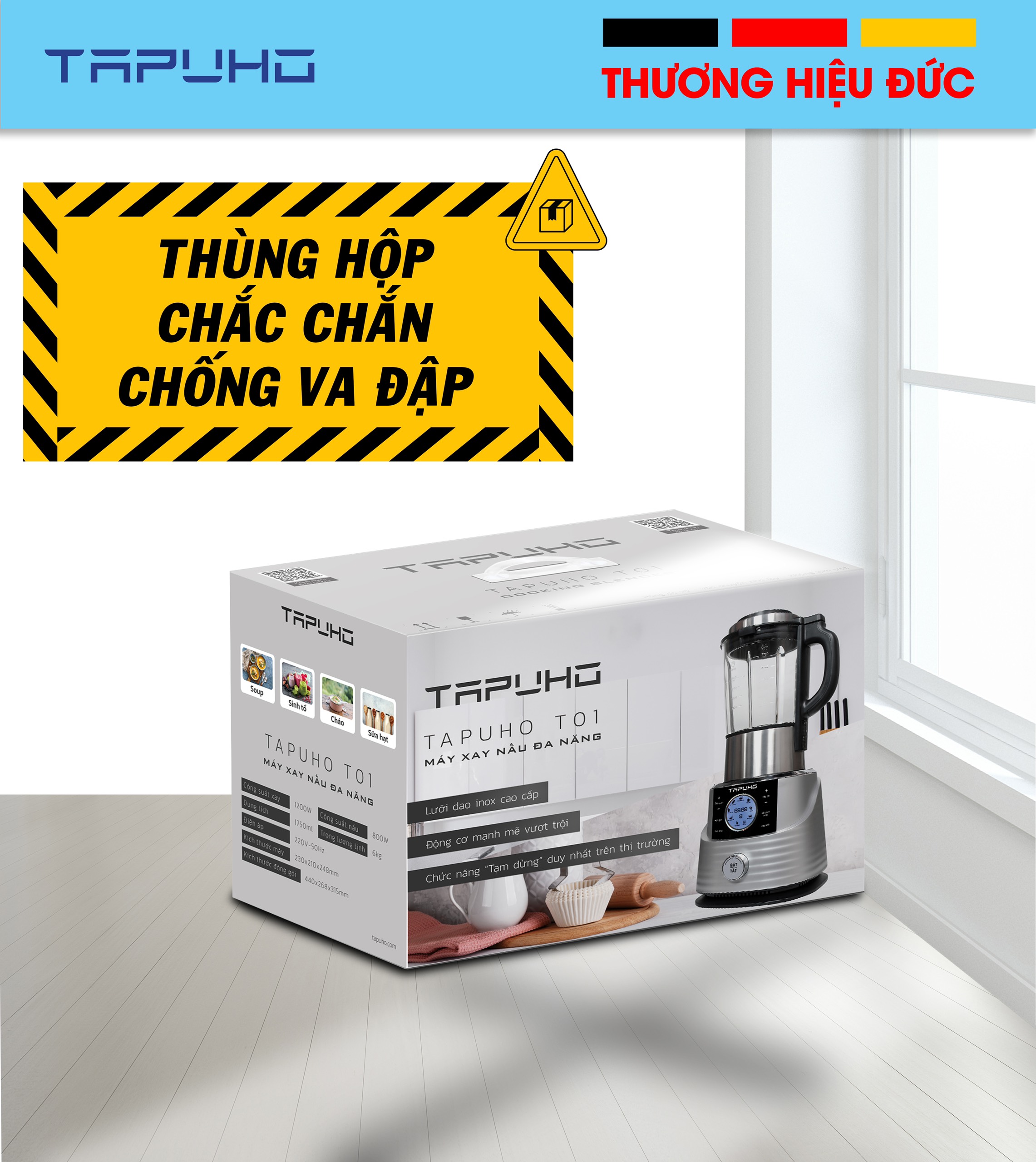 Máy làm sữa hạt, sinh tố TAPUHO T01 - Thương hiệu Đức