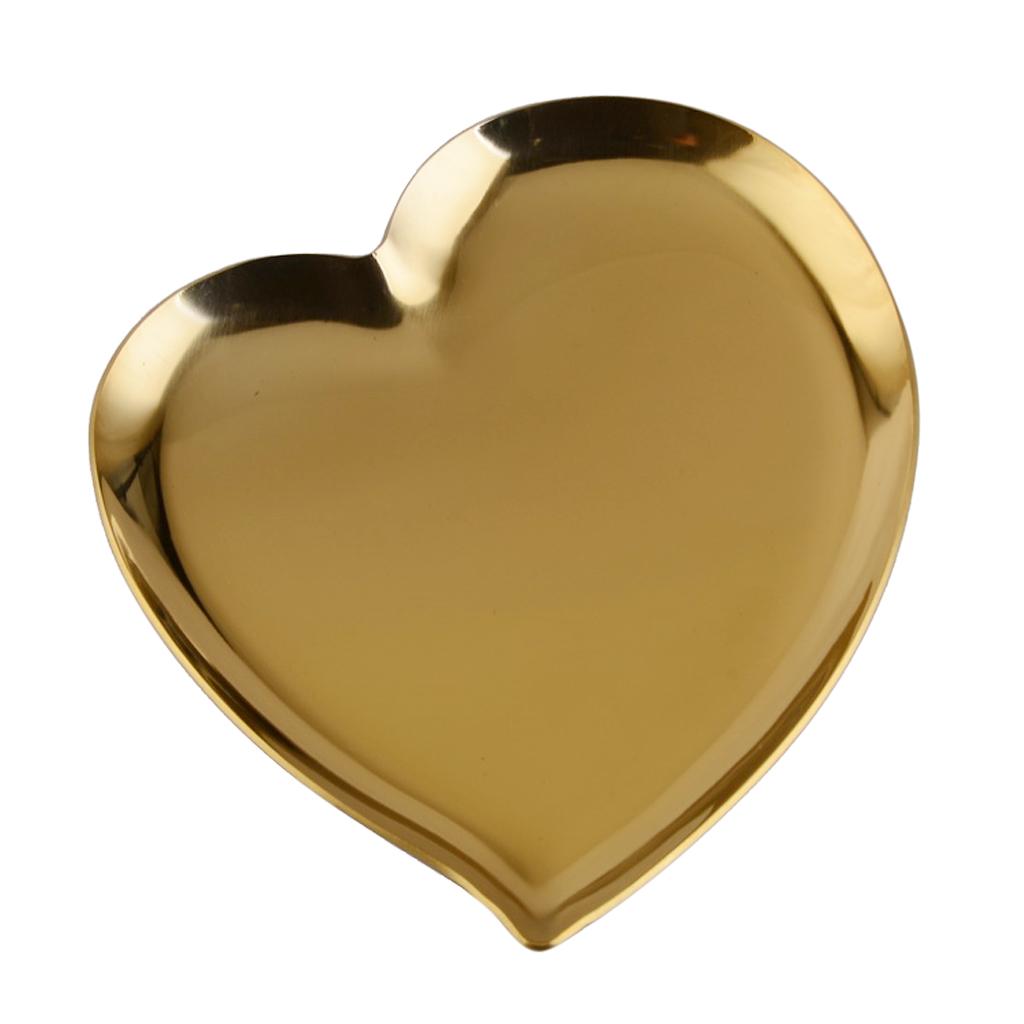 Stainless Steel Tea Fruit Tray Dish Plate Cosmetics Jewelry Organizer Heart