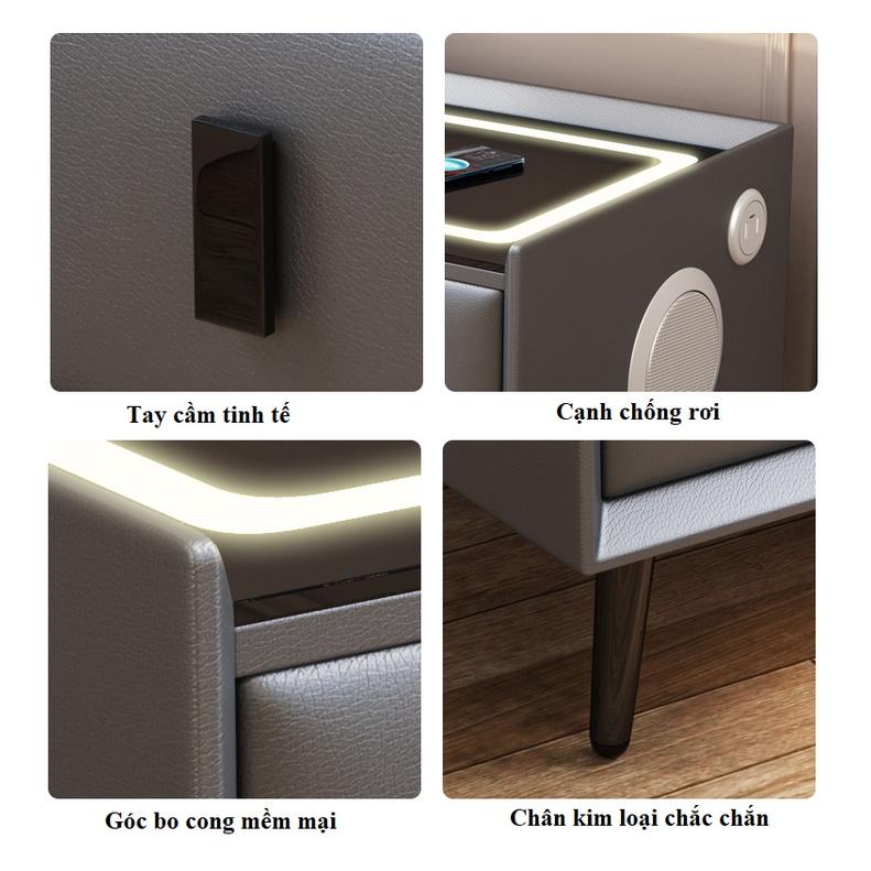 Tủ đầu giường thông minh Có Vân Tay Smarthome Leather Italy
