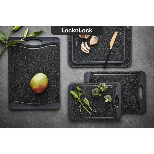 Thớt Nhựa Kháng Khuẩn Lock&amp;Lock Black Marble CKD006 CKD007 CKD008 Màu Đen 3 Size S, M, L - Hàng Chính Hãng