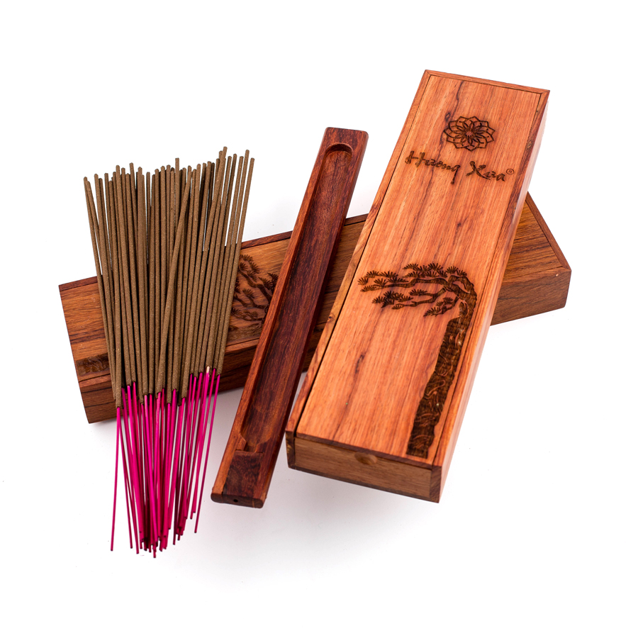 Nhang sạch thảo dược Hương Xưa hộp gỗ hương (150 cây)