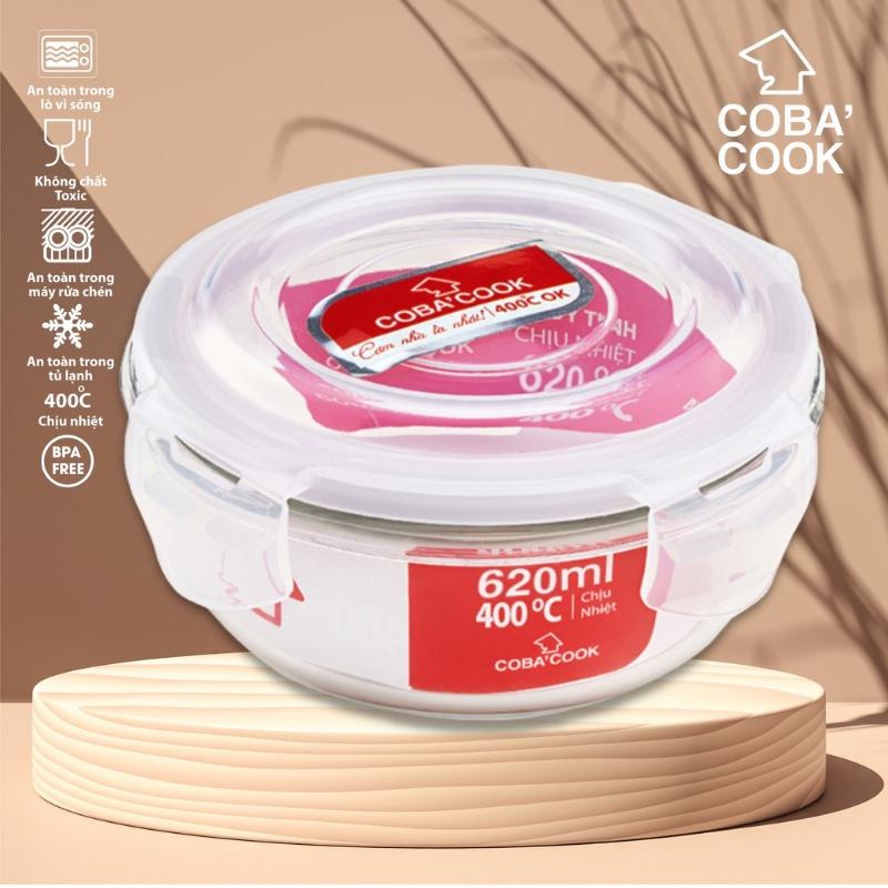 Hộp thủy tinh đựng thực phẩm chịu nhiệt COBA'COOK hộp tròn 6200ml- CBHR620