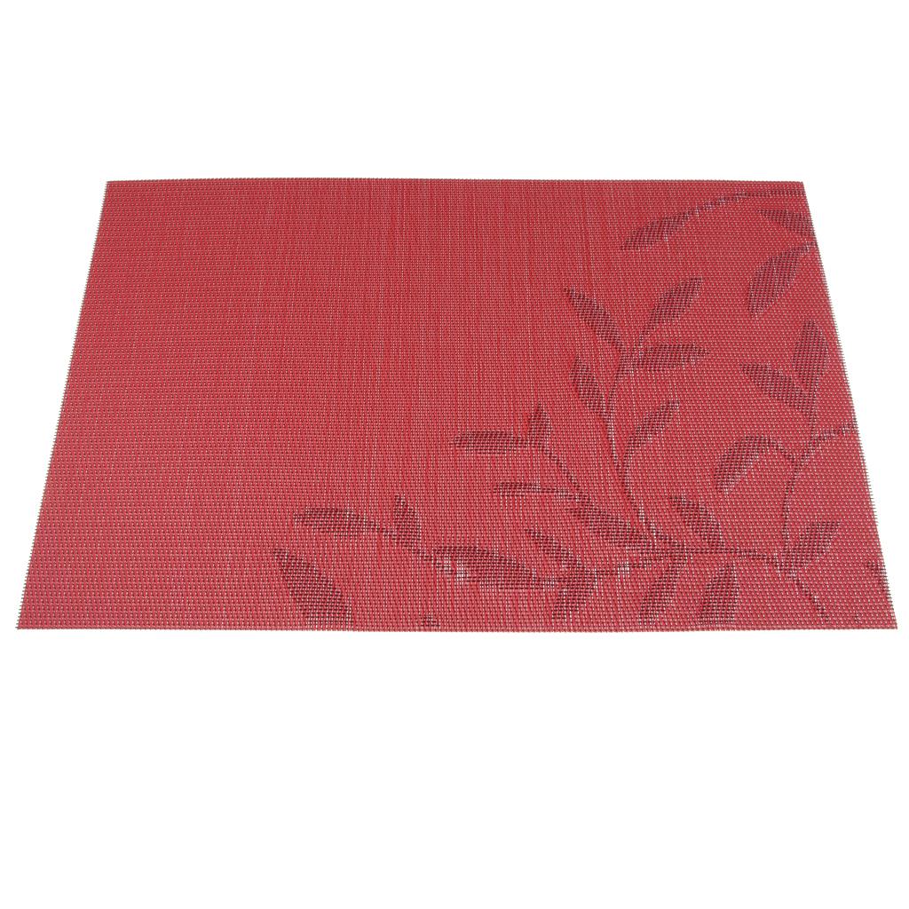 4pcs Rectangle PVC Place Mat Table Pad Dishware Coasters Dining Room Red