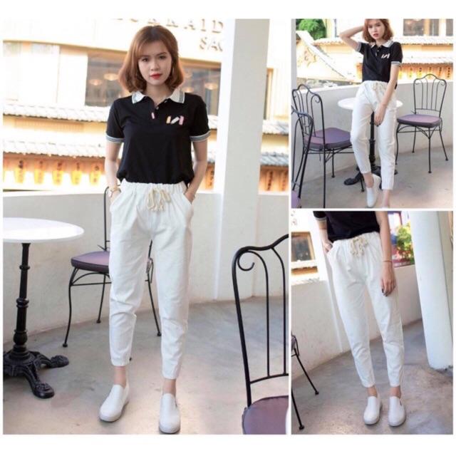 Quần kaki lưng thun dây rút