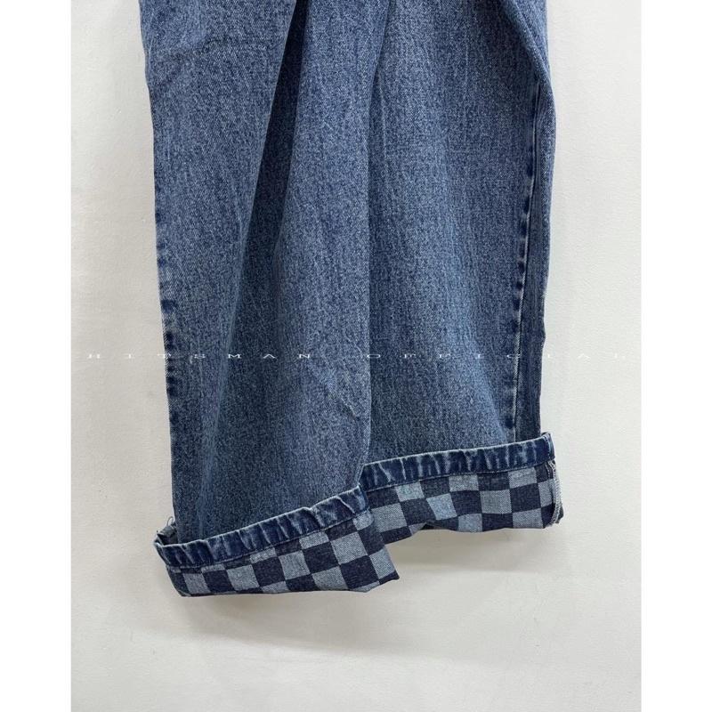 Quần jean xanh mặc 2 mặt caro b313