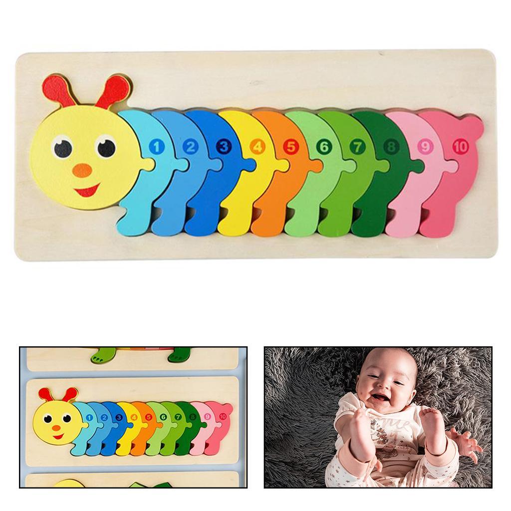 Wooden Number Puzzle Sorting Board Blocks Matching