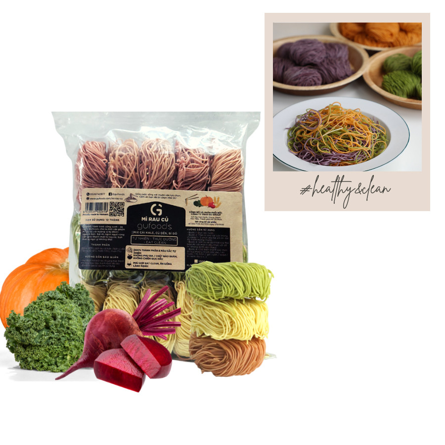 Mì Rau Củ Mix GUfoods 400g  - Thực Phẩm Bổ Sung Dinh Dưỡng Cho Cả Gia Đình, Người Ăn Chay, Ăn Kiêng, Giảm Cân, Eat Clean