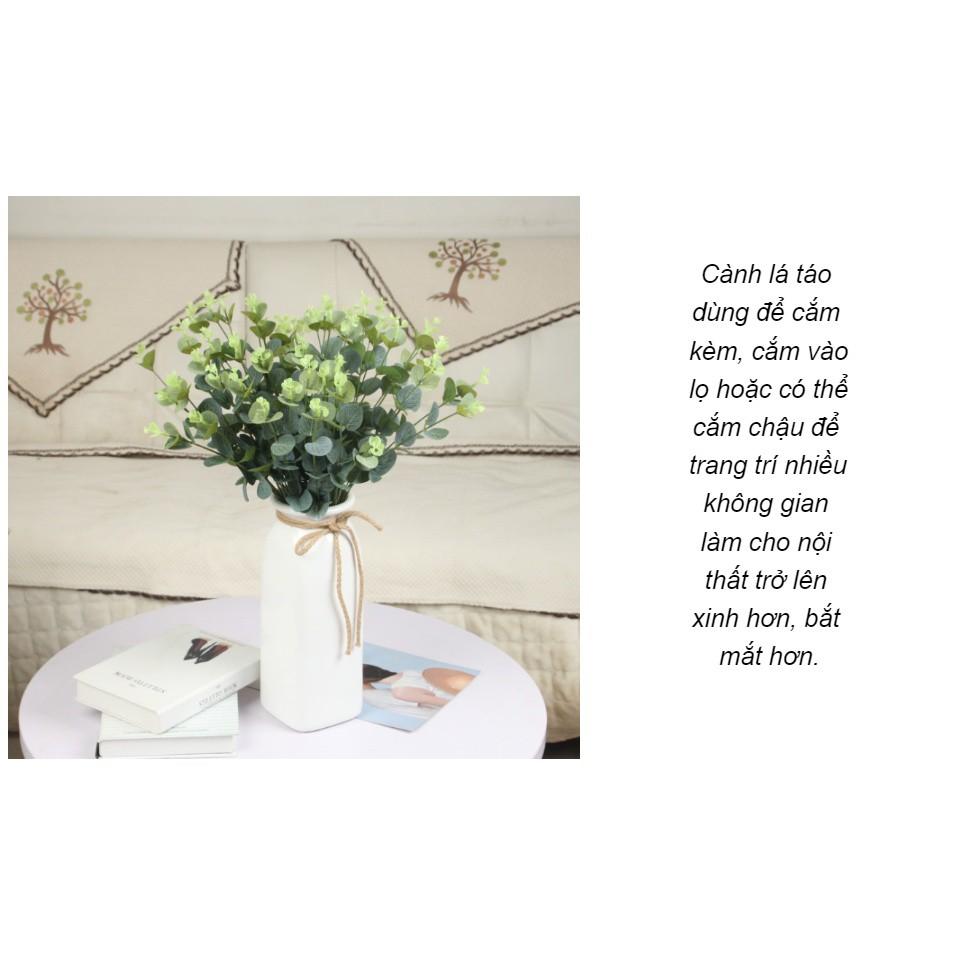 Cành lá táo giả 16 nhánh dài 50cm Cụm điểm trang trí