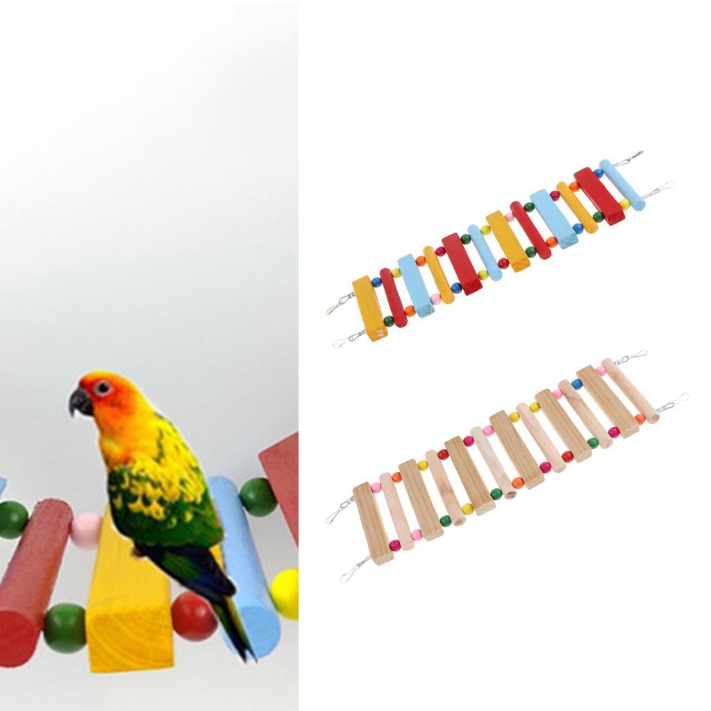 Bird Toys Wood Bird Ladder Step Parrot Ladder Swing Training Bridge Colorful