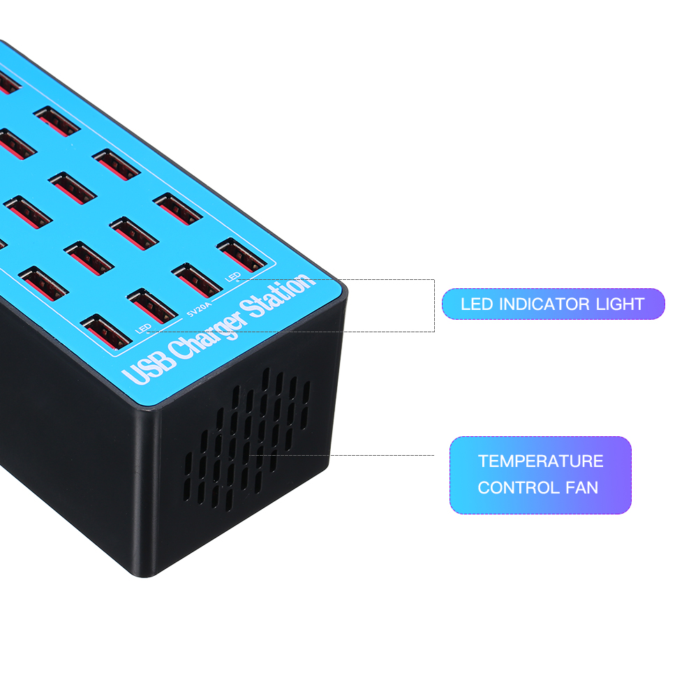 Bộ Sạc Thông Minh USB Với Bộ Đổi Nguồn 20 Cổng Cho Gia Đình Và Văn Phòng