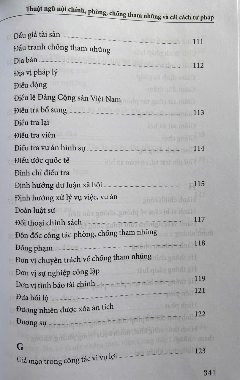 Thuật Ngữ Nội Chính Phòng, Chống Tham Nhũng Và Cải Cách Tư Pháp