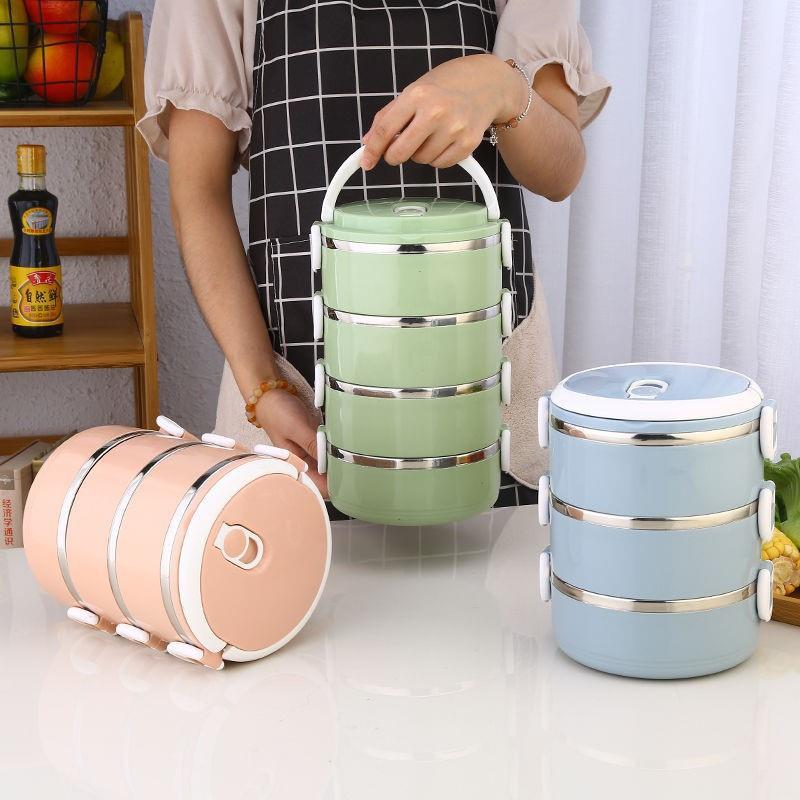 Hộp Cơm Giữ Nhiệt Lúa Mạch 4 Tầng Ruột Inox, Cặp Lồng Đựng Cơm Văn Phòng, Cà Men Giữ Nhiệt Tiện Dụng.