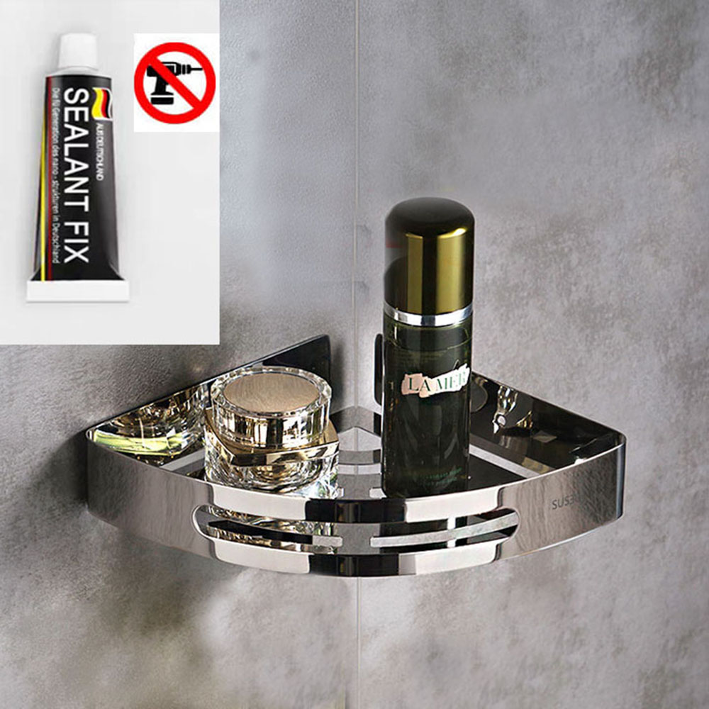 KỆ GÓC NHÀ TẮM INOX 304 - DÁN TƯỜNG, Kệ đựng đồ mỹ phẩm nhà tắm