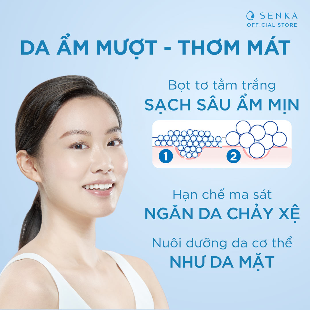 Combo Sữa tắm dưỡng ẩm Senka Perfect Whip 500ml và Sữa rửa mặt sạch ẩm mịn tự nhiên với bọt tơ tằm trắng Perfect Whip 120g