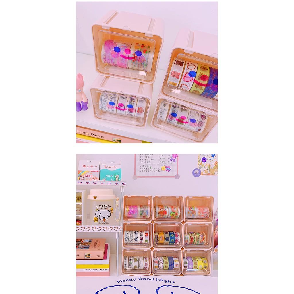 1 Hộp nhựa trong suốt đựng washi tape 9*8cm