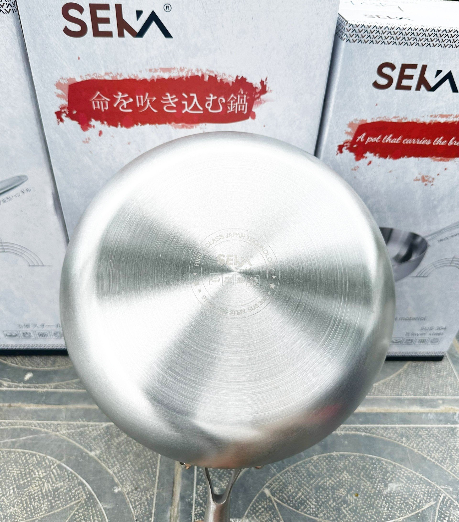Chảo inox Nguyên Khối, Chảo Chống Dính Đáy Từ 22, 24, 26cm SEKA Nhật Bản Dùng Được Mọi Loại Bếp - Hàng Chính Hãng