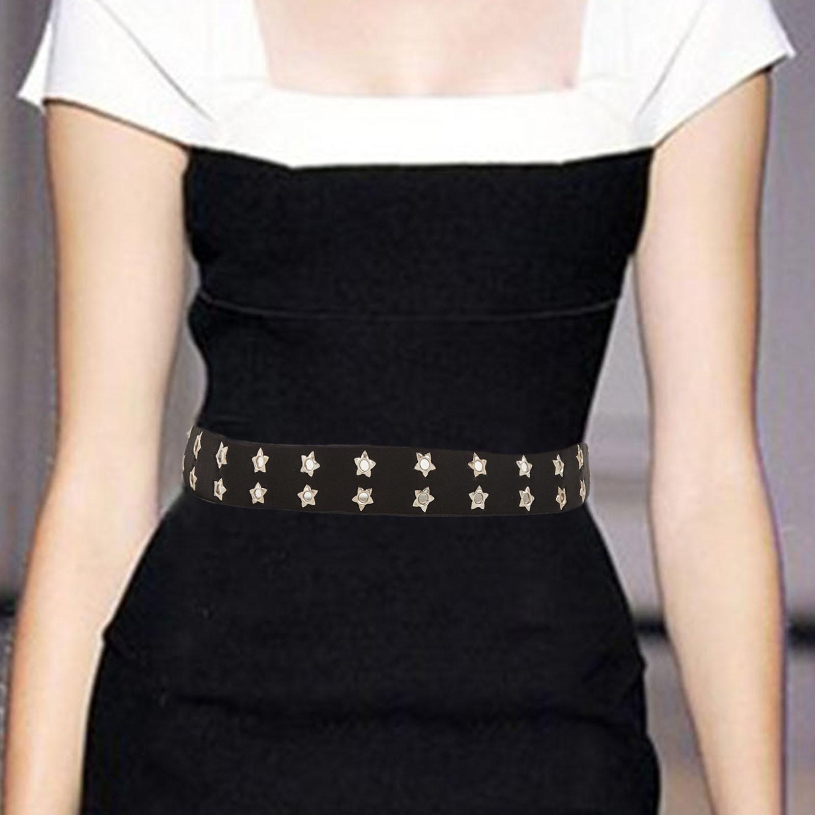 Fashion Women Leather Belt Double Grommet Belt Metal Buckle Gothic Punk Belt Adjustable