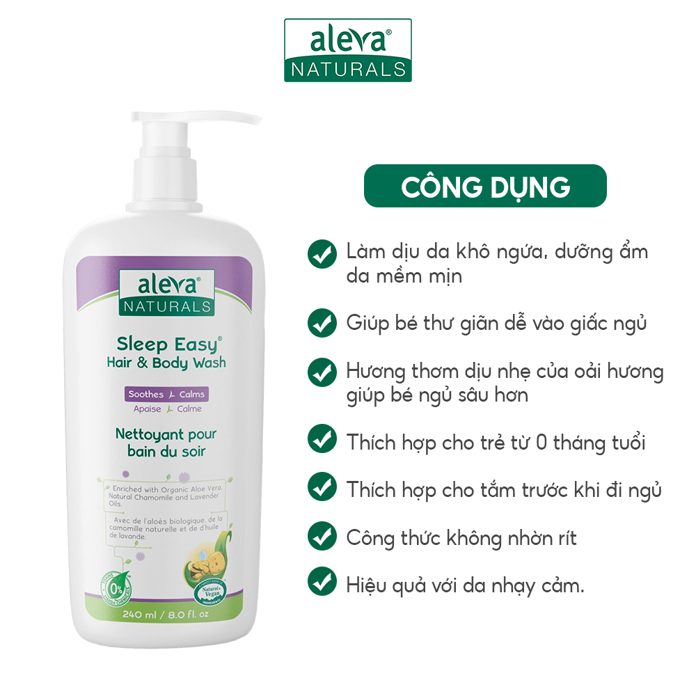 Sữa dưỡng thể cho bé làm mịn da, giảm ngứa ngáy giúp bé ngủ ngon Aleva Naturals (chai 240ml)