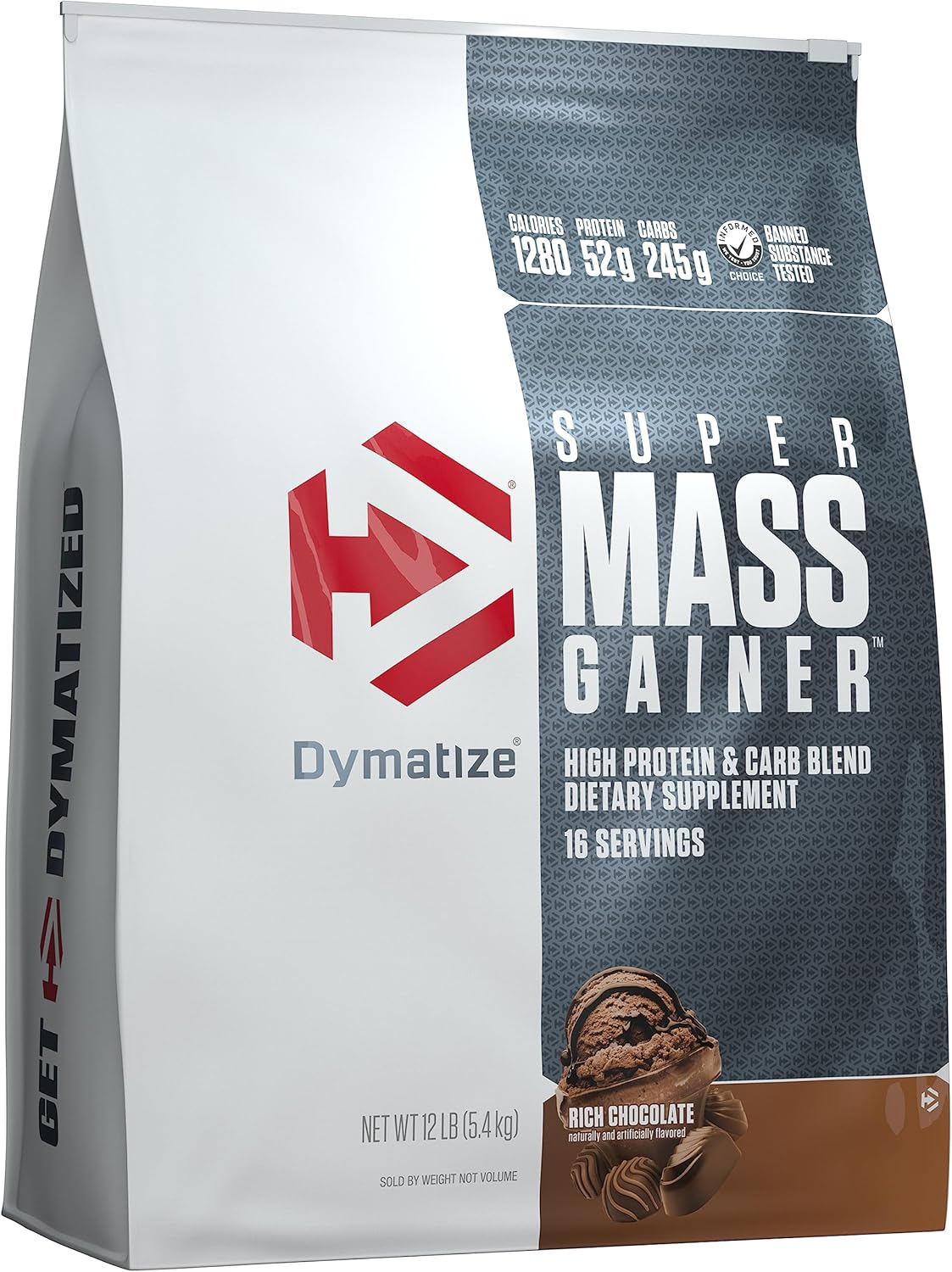 Dymatize Super Mass Gainer 5.4Kg (12Lbs),Sữa Tăng Cân Tăng Cơ, Bổ Sung 1280 Calo, 52G Protein và Vitamin Khoáng Chất