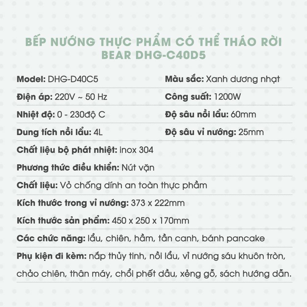 Nồi Lẩu Nướng 3 Khay Bear DHG-C40D5. Hàng chính hãng