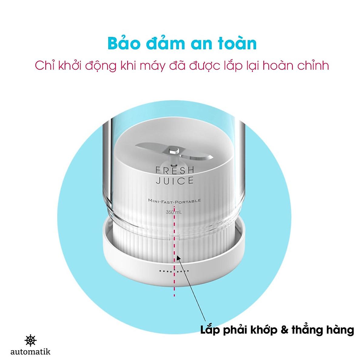 Máy Xay Sinh Tố Cầm Tay Mini Fresh Juice Đa Năng Ép Trái Cây Xay Hoa Quả Pin sạc 1400mAh, - HÀNG CHÍNH HÃNG
