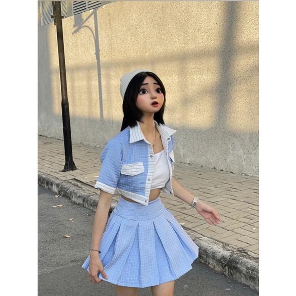Set áo Croptop và Chân váy BlueEye