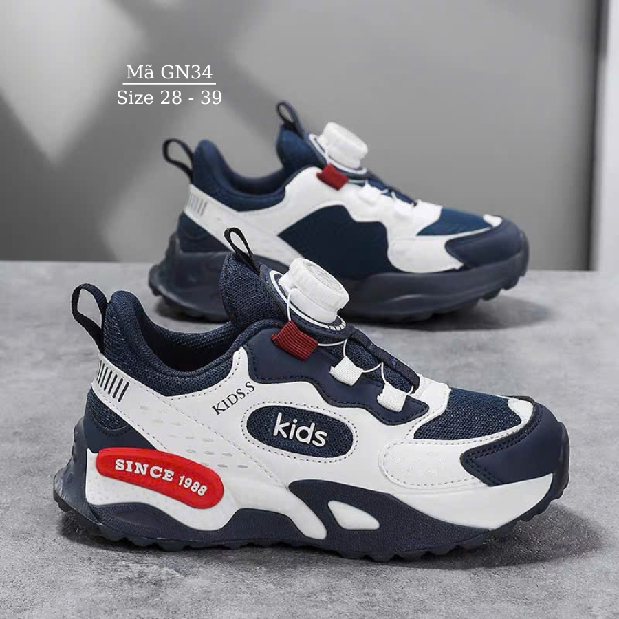 Giày Bóng Rổ Bé Trai 4 - 15 Tuổi KIDS.S Êm Nhẹ Khóa Xoáy Cao Cấp Chống Bẹt Hỗ Trợ Can Thiệp Lót Cho Bé BCB Lót Đế Chỉnh Hình GN34