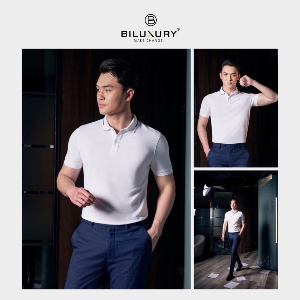 Áo Polo Nam Biluxury 7APCT001TRK  Form Slimfit Ôm Vừa Tôn Dáng Phối Viền Cổ Nổi Bật