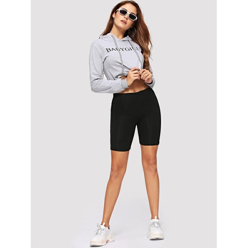 Quần legging ngố lưng thun hai chiều D40 siêu co dãn màu đen