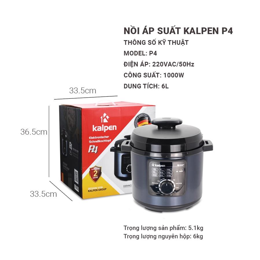 Nồi Áp Suất Điện-Nồi Cơm Điện-Nồi Đa Năng Cao Cấp Model P4 6L-1000W Hàng Chính Hãng KALPEN-GIA DỤNG ĐỨC Bảo Hành 2 Năm