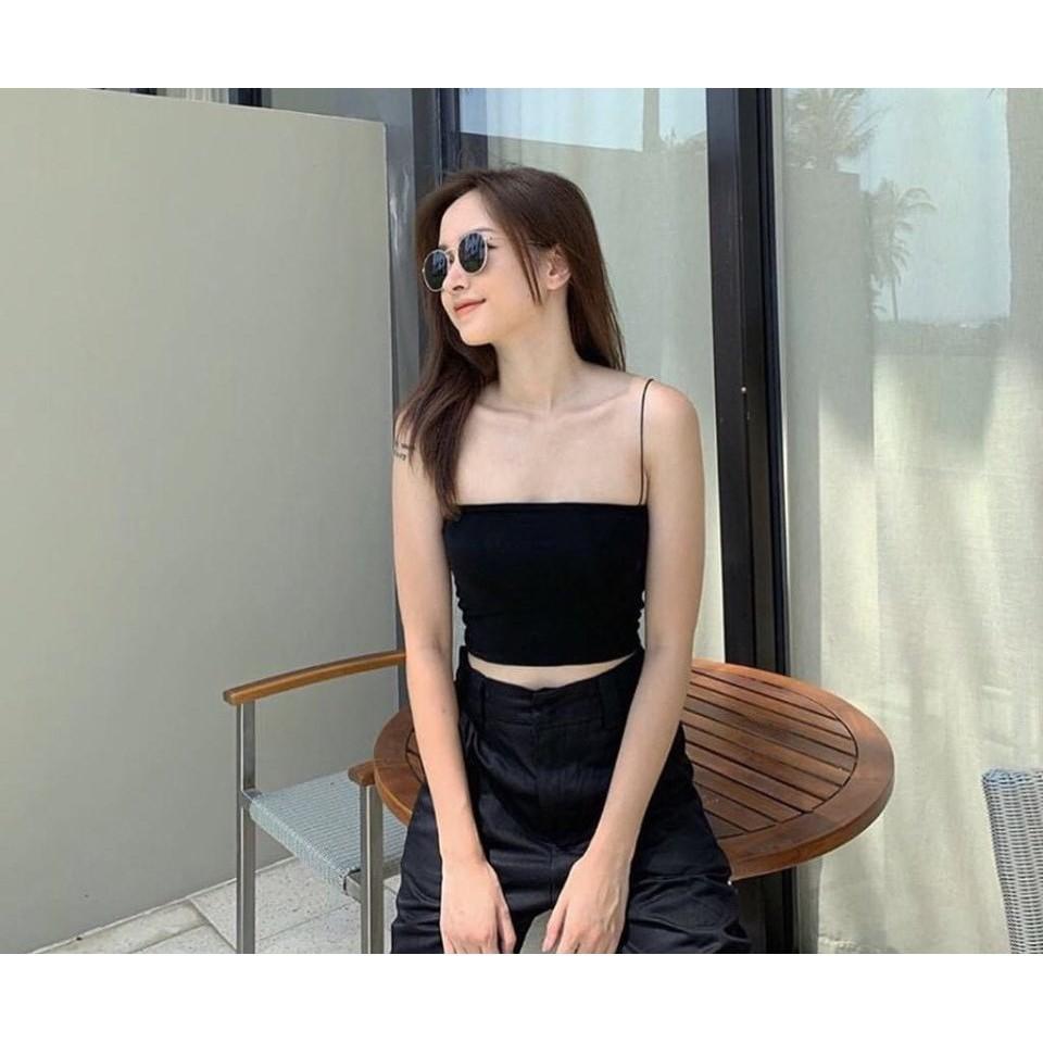 Áo 2 dây bún dáng croptop thời trang