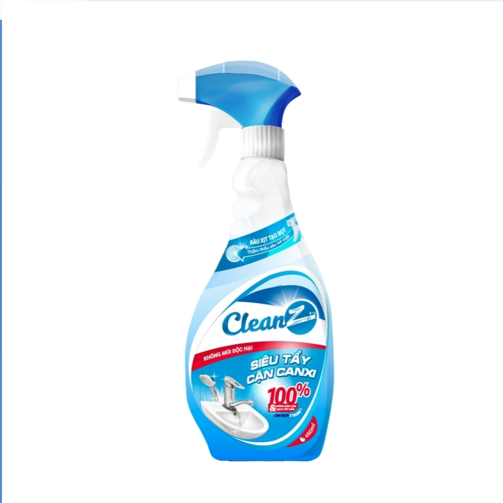 Chai Xịt Siêu Tẩy Cặn Canxi CleanZ Chống Ăn Mòn Inox Vệ Sinh Vòi Rửa, Vòi Sen, Vách Kính 330ml