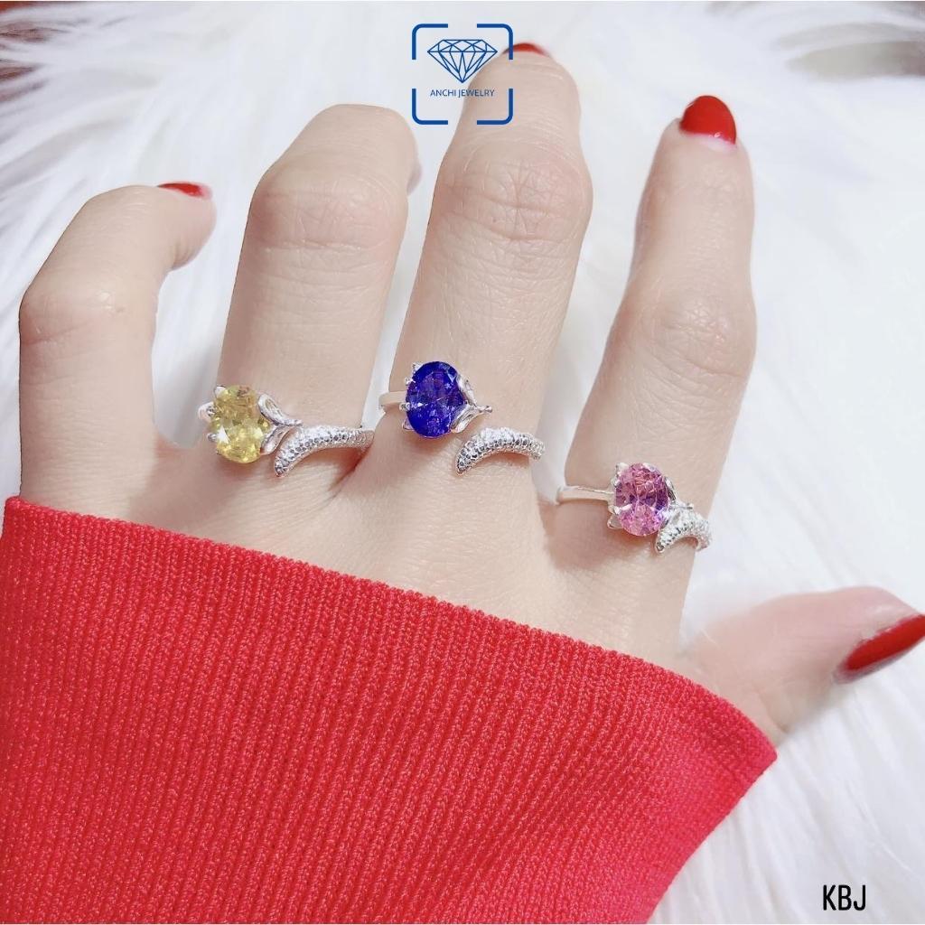 Nhẫn hồ ly đá phong thủy hợp mệnh, nhẫn bạc hở freesize cá tính - Anchi jewelry