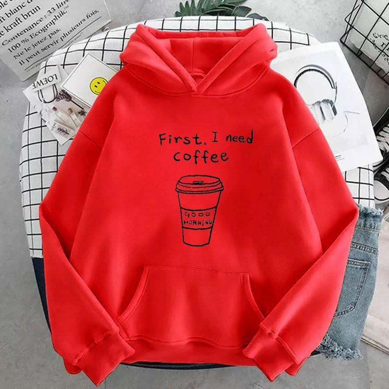 ÁO HOODIE UNISEX IN I NEED COFFEE (NHIỀU MÀU)