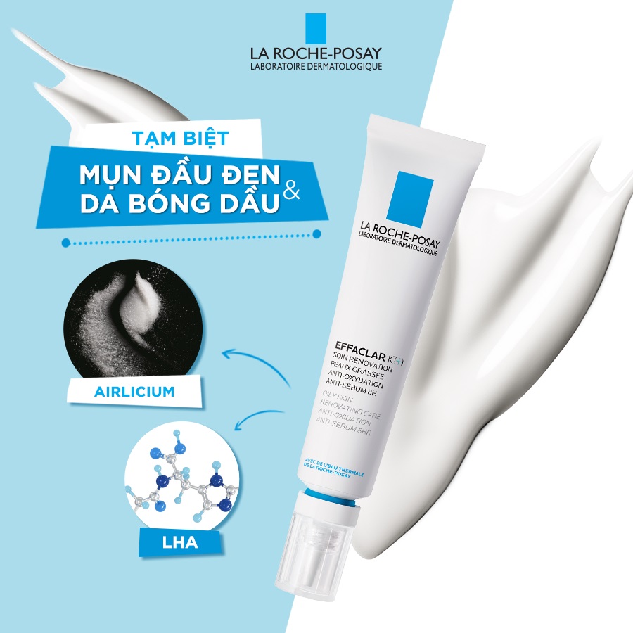 Kem Dưỡng Giúp Cải Thiện Bề Mặt Da, Giảm Mụn Đầu Đen và Giảm Bóng Nhờn La Roche Posay Effaclar K+ (40ml) - TẶNG MÓC KHÓA