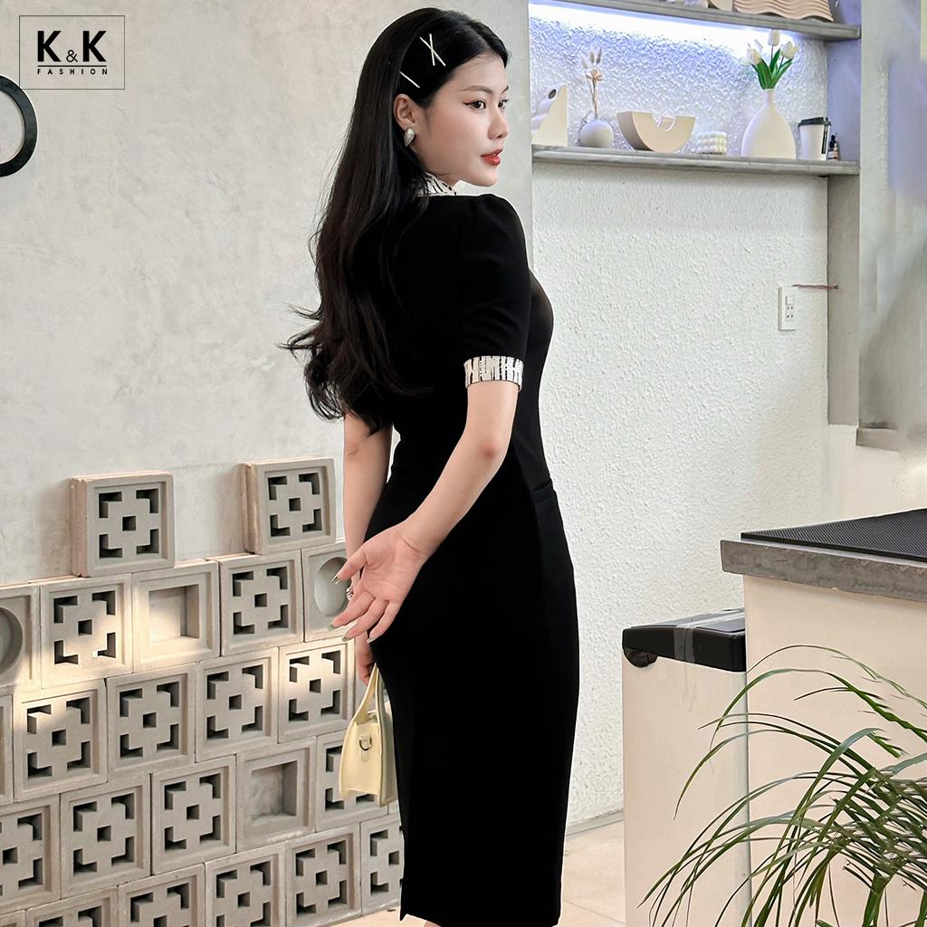 Đầm ôm công sở cổ sơ mi K&amp;K Fashion KK150-30 Chất Liệu Tuyết Ý