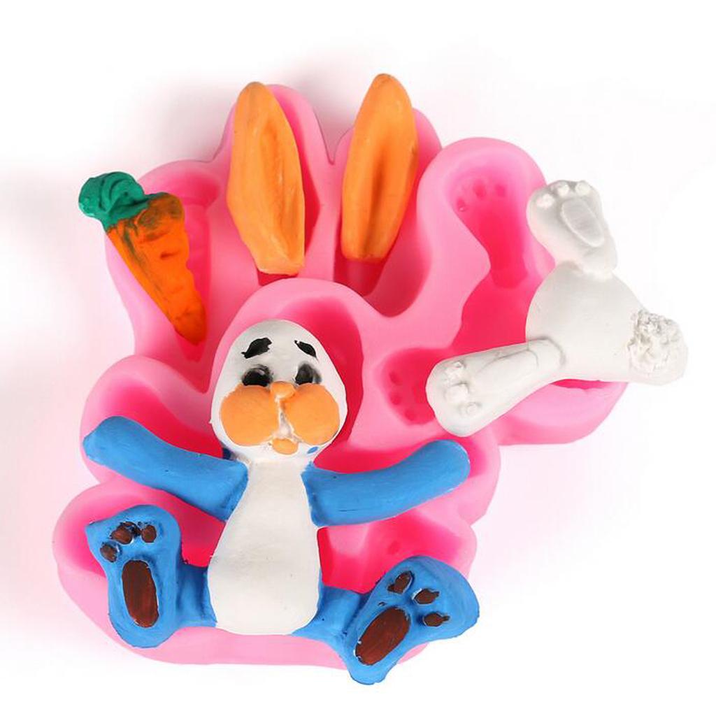 Silicone Fondant Cake Mould Cute Bunny Sugar Chocolate Mold Party Decoration