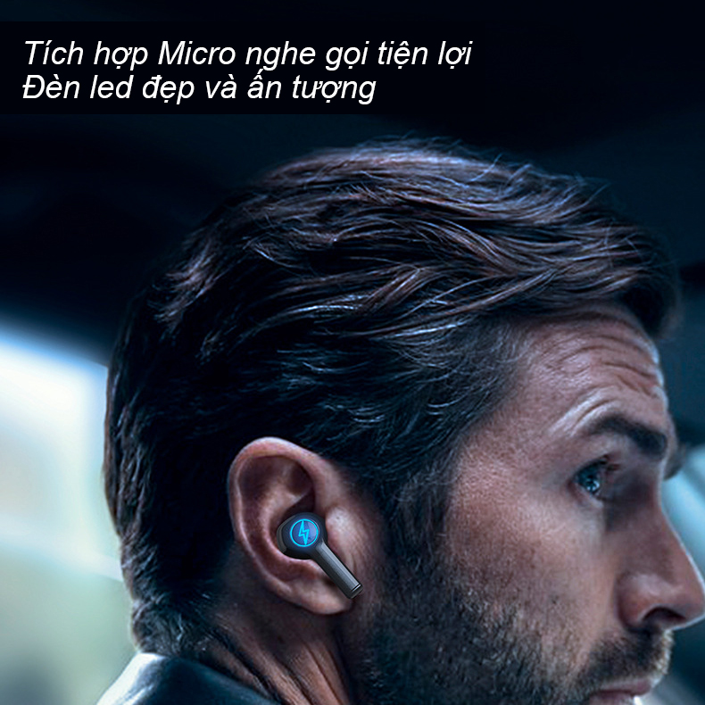 Tai nghe bluetooth gaming có mic TWS-02 thế hệ mới 2021 - mẫu tai nghe không dây pin trâu, bass mạnh, độ trễ thấp, nghe nhạc hay chơi game đều hay