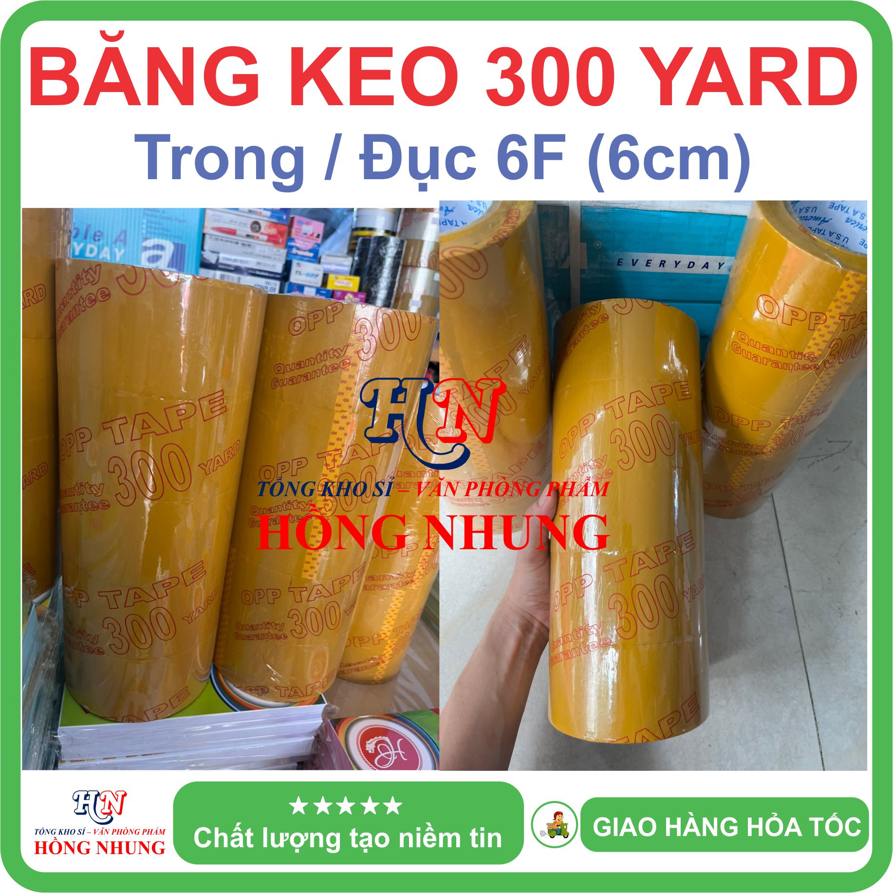 COMBO 5 cuộn Băng Keo Trong/ Đục 300 Yard bản 6F , Chất Keo Siêu Dính, Giúp Bạn Đóng Gói Hàng Hiệu Quả