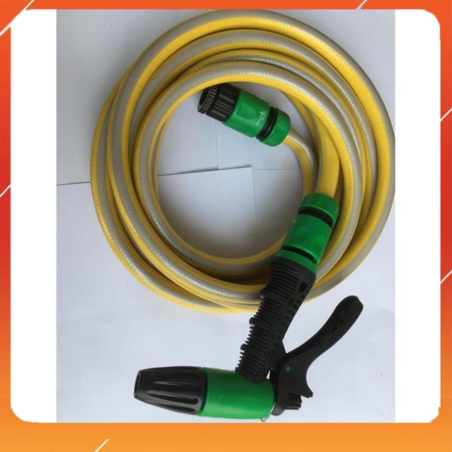 Vòi tưới cây rửa xe 6m-7m-8m tay bóp tùy chỉnh nhiều chế độ 319498622-1622-3 mầu cam