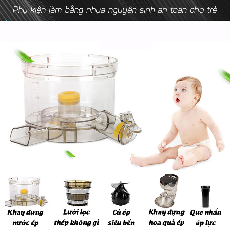 Máy ép chậm cỡ lớn RH-551 mẫu mới ép rau củ hoa 96% lượng nước giữ nguyên chất dinh dưỡng dễ dàng tháo lắp vệ sinh