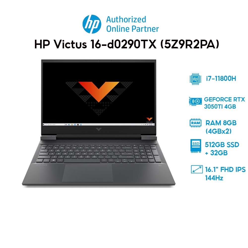 Laptop HP Victus 16-d0290TX (5Z9R2PA) (i7-11800H|512GB|GeForce RTX 3050Ti 4GB|16.1' FHD 144Hz) Hàng chính hãng