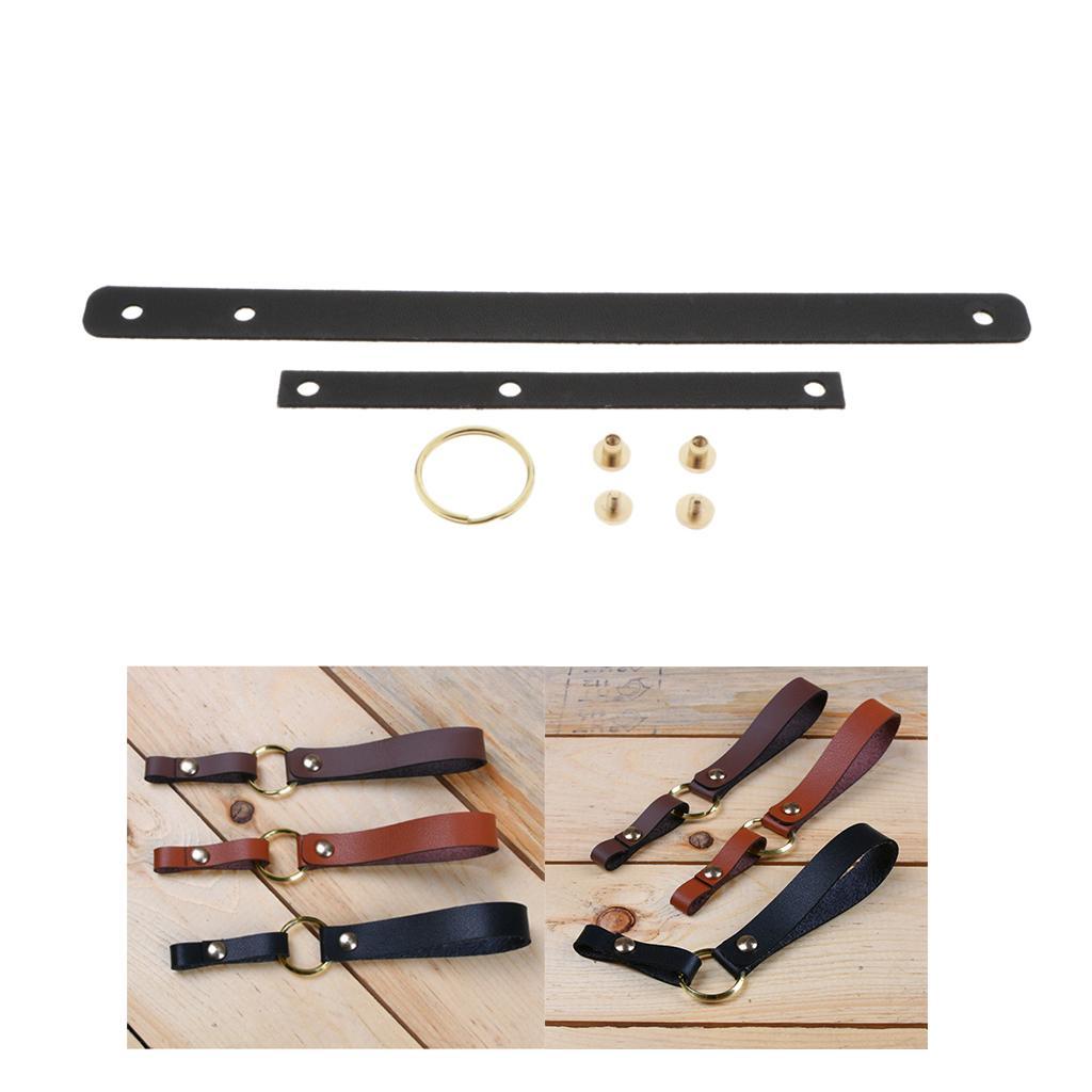 2-4pack DIY Leather Craft Making Kit Key Chain Rope Leather Material Black