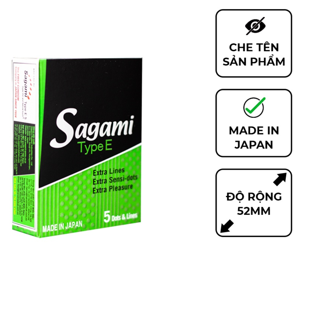 [Che tên sp] Bao cao su Sagami type – E (hộp 5 cái)