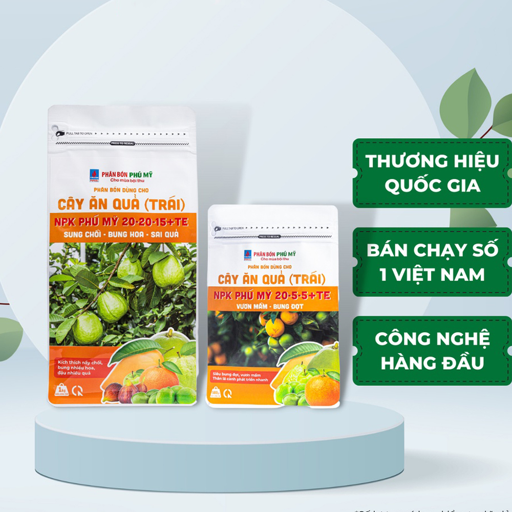 Phân NPK Phú Mỹ 20-5-5 + TE Cây ăn quả - Gói 500gram