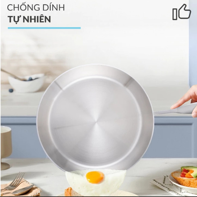 Chảo Sâu Lòng 24cm Inox 316 Nguyên Khối 3 Lớp Haatz HYP24, Dùng Cho Mọi Loại Bếp - Hàng Chính Hãng