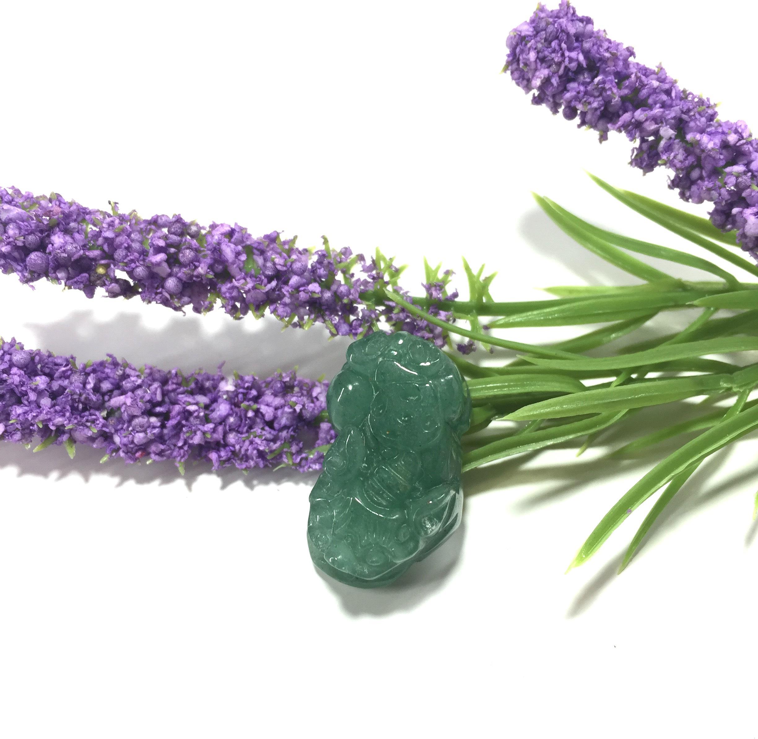 Mặt Dây Chuyền Tỳ hưu Phong Thủy Đá Aventurine Thiên Nhiên - Có Móc Bạc và Dây Đeo Cổ