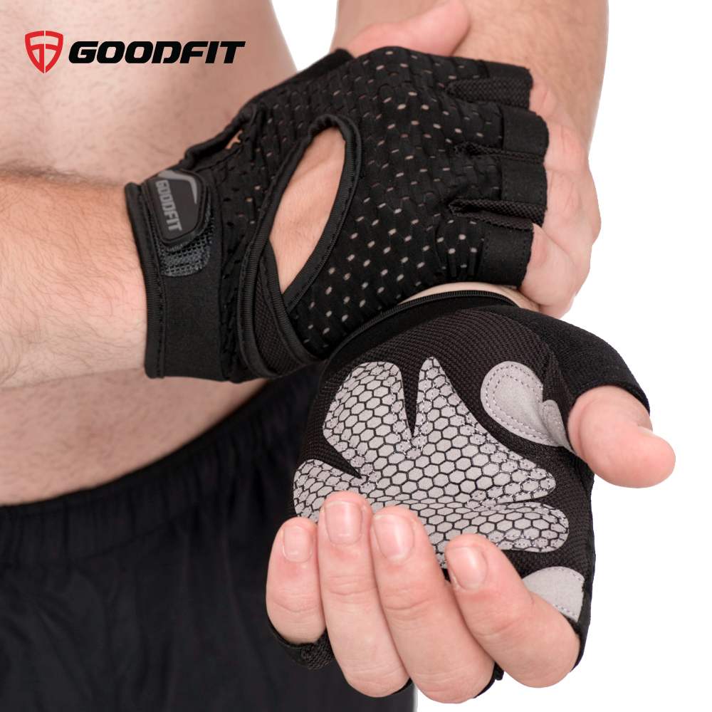 Bao tay tập gym, găng tay hở ngón tập xà đơn nam nữ GoodFit đệm silicone chống trượt, mỏng nhẹ thoáng khí GF203G