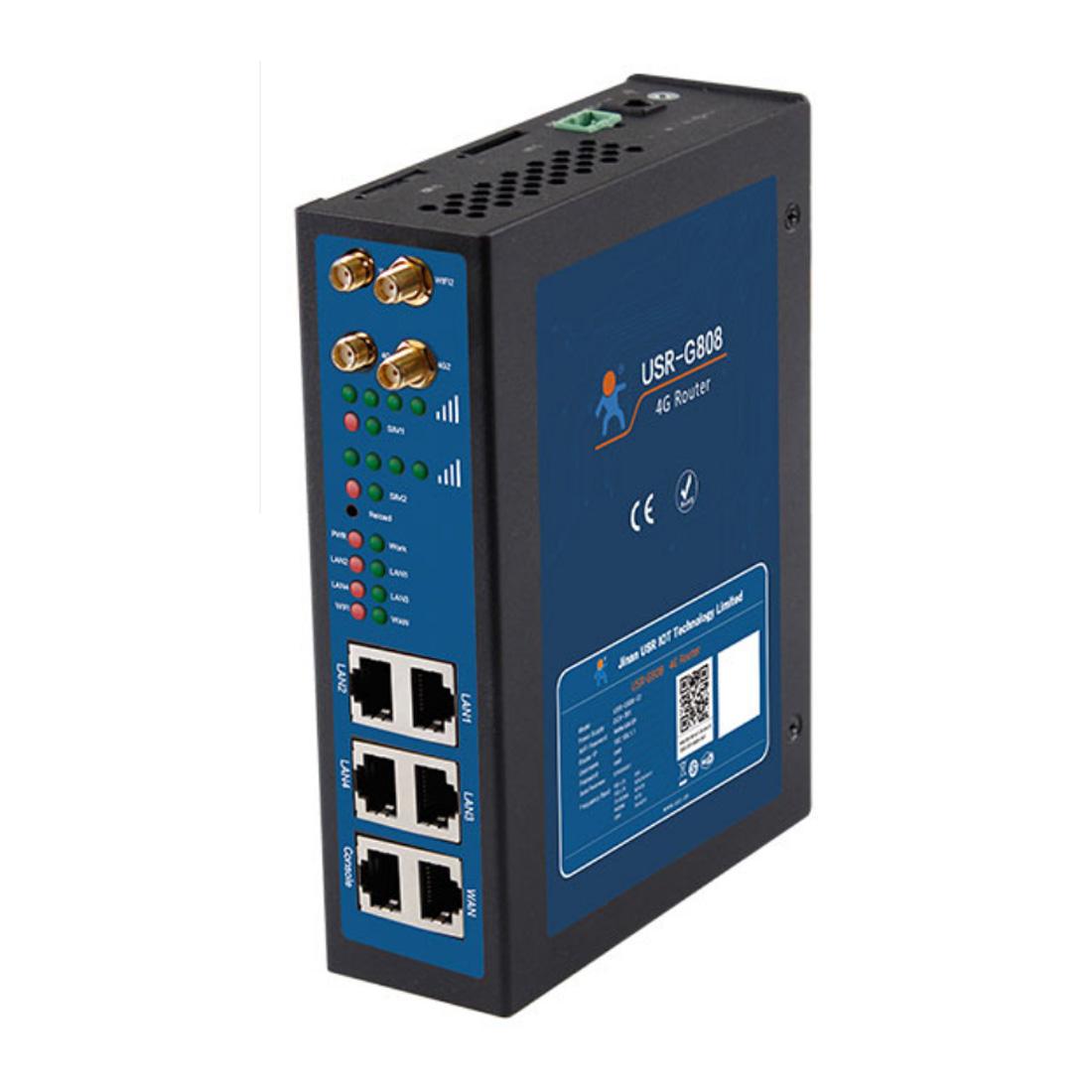 USR-G808 Card SIM kép WiFi Bộ định tuyến tế bào WiFi 4G LTE với định tuyến không dây bảo mật 10/100Mbps VPN/APN để kết nối mạng